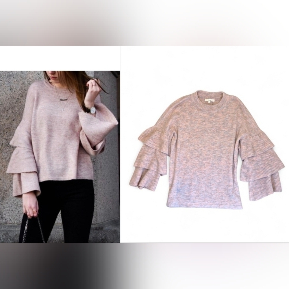Andree By Unit Tiered Bell Sleeve Soft Sweater Size Small